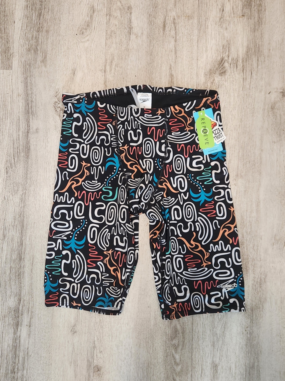 Speedo Men's Black Abstract Print Jammer Swim Shorts